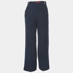 CH Carolina Herrera Navy Blue Crepe Straight Leg Trousers S