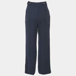 CH Carolina Herrera Navy Blue Crepe Straight Leg Trousers S