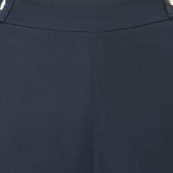 CH Carolina Herrera Navy Blue Crepe Straight Leg Trousers S