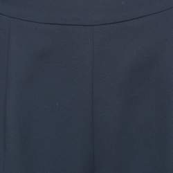 CH Carolina Herrera Navy Blue Crepe Pleated Formal Trousers XS