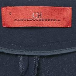 CH Carolina Herrera Navy Blue Crepe Pleated Formal Trousers XS