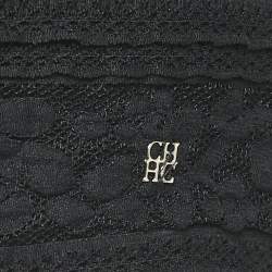 CH Carolina Herrera Black Lace Ruffled Top S