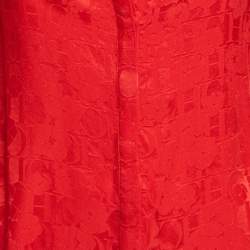 Pre Owned CH Carolina Herrera Red CH Flora Jacquard Satin Shirt S