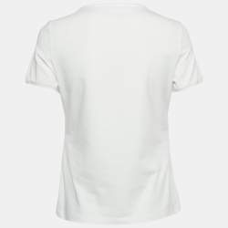 Pre Owned CH Carolina Herrera White Sequin Embroidered Jersey T-Shirt S