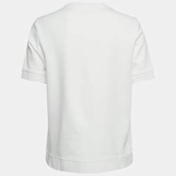 مملوكة مسبقًا CH Carolina Herrera White Sequin Embroidered Jersey T-Shirt M