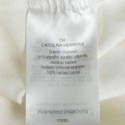 Pre Owned CH Carolina Herrera White Logo Embellished Cotton Knit T-Shirt S