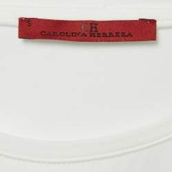 Pre Owned CH Carolina Herrera White Logo Embellished Cotton Knit T-Shirt S