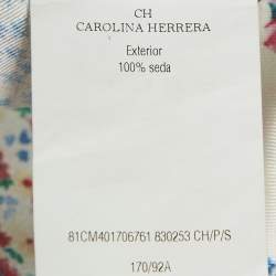 CH Carolina Herrera White Floral Print Silk Zip-Up Jacket S