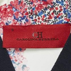 CH Carolina Herrera White Floral Print Silk Zip-Up Jacket S