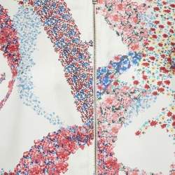 CH Carolina Herrera White Floral Print Silk Zip-Up Jacket S