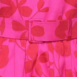 CH Carolina Herrera Pink/Red Jacquard Farm Rio Print Midi Dress S