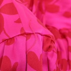 CH Carolina Herrera Pink/Red Jacquard Farm Rio Print Midi Dress S