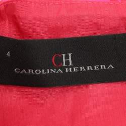 CH Carolina Herrera Pink/Red Jacquard Farm Rio Print Midi Dress S