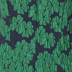 مملوكة مسبقًا CH Carolina Herrera Blue/Green Floral Jacquard Midi Dress M