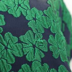 مملوكة مسبقًا CH Carolina Herrera Blue/Green Floral Jacquard Midi Dress M