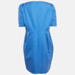 CH Carolina Herrera Blue Dot Pattern Jacquard Mini Dress XL