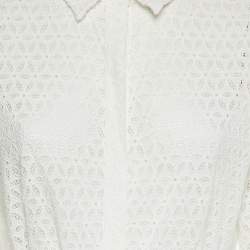CH Carolina Herrera White Eyelet Lace Belted Maxi Dress L