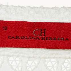 CH Carolina Herrera White Eyelet Lace Belted Maxi Dress L