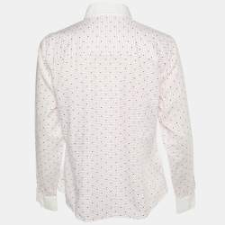 CH Carolina Herrera White & Red Polka Dot Printed Cotton Shirt L