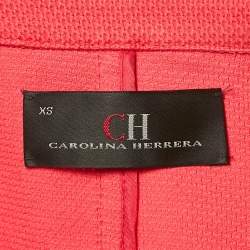 Pre Owned CH Carolina Herrera Red Textured Cotton Double Breasted Coat XS