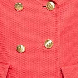 Pre Owned CH Carolina Herrera Red Textured Cotton Double Breasted Coat XS