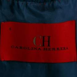 CH Carolina Herrera Navy Blue Jacquard Ruffled Jacket M