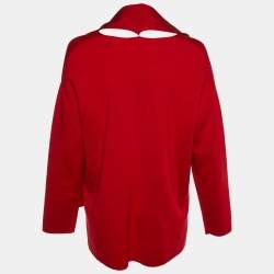 مملوكة مسبقًا CH Carolina Herrera Red Knit Scarf Detail Top L