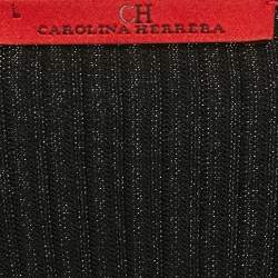 Pre Owned CH Carolina Herrera Black Rib Knit Bell Sleeve Top L