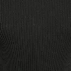 Pre Owned CH Carolina Herrera Black Rib Knit Bell Sleeve Top L