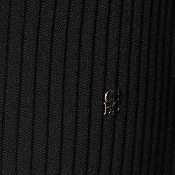 Pre Owned CH Carolina Herrera Black Rib Knit Bell Sleeve Top L