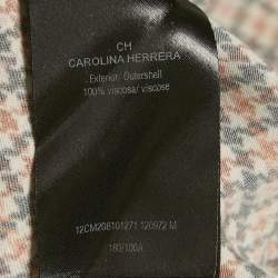 CH Carolina Herrera Red Houndstooth Printed Sateen Top M