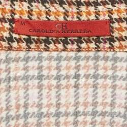 CH Carolina Herrera Red Houndstooth Printed Sateen Top M
