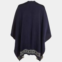 CH Carolina Herrera Navy Blue Wool Knit Poncho (One Size)
