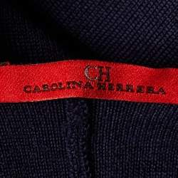 CH Carolina Herrera Navy Blue Wool Knit Poncho (One Size)