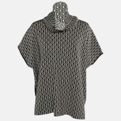 CH Carolina Herrera Monochrome Logo Intarsia Knit neck Wrap Detail Pullover S