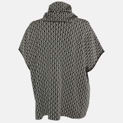 CH Carolina Herrera Monochrome Logo Intarsia Knit neck Wrap Detail Pullover S