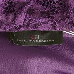 Pre Owned CH Carolina Herrera Purple Lace and Satin Short Dress S