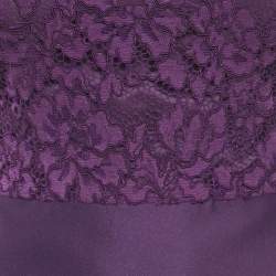 Pre Owned CH Carolina Herrera Purple Lace and Satin Short Dress S