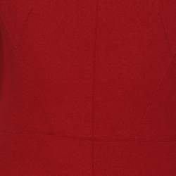 CH Carolina Herrera Red Wool Ruffle Midi Dress XS