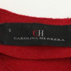 CH Carolina Herrera Red Wool Ruffle Midi Dress XS