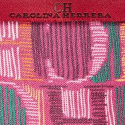 Pre Owned CH Carolina Herrera Pink CH Print Silk Belted Kaftan Dress One Size