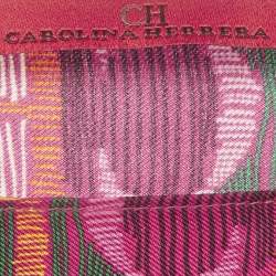 Pre Owned CH Carolina Herrera Pink CH Print Silk Belted Kaftan Dress One Size