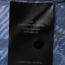 CH Carolina Herrera Blue Logo Floral Print Silk Asymmetric Tunic L