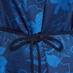 CH Carolina Herrera Blue Logo Floral Print Silk Asymmetric Tunic L