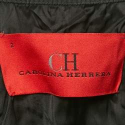 CH Carolina Herrera Black Tweed Flared Asymmetric Jacket S