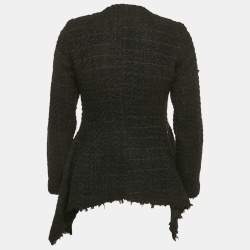 CH Carolina Herrera Black Tweed Flared Asymmetric Jacket S