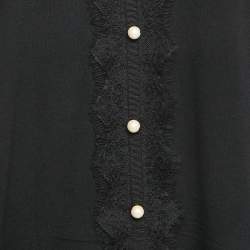 Pre Owned CH Carolina Herrera Black Lace Trim Knit and Silk Top M