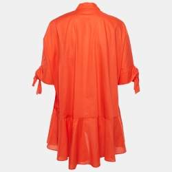 Pre Owned CH Carolina Herrera Red Cotton Oversized Blouse XS