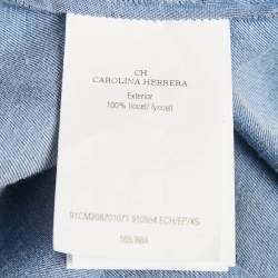 Pre Owned بلوزة سي اتش كارولينا هيريرا بلوزة ليوسيل أزرق برقبة عميقة مقاس صغير - اكسس مول