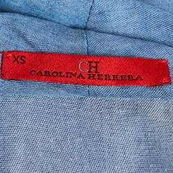 Pre Owned بلوزة سي اتش كارولينا هيريرا بلوزة ليوسيل أزرق برقبة عميقة مقاس صغير - اكسس مول